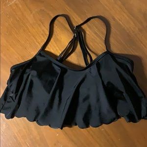 Xhilaration Black ruffle bathing suit top